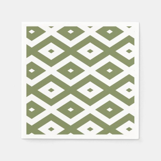 Olive green and white diamond pattern serviette (Vorderseite)