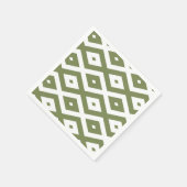 Olive green and white diamond pattern serviette (Ecke)
