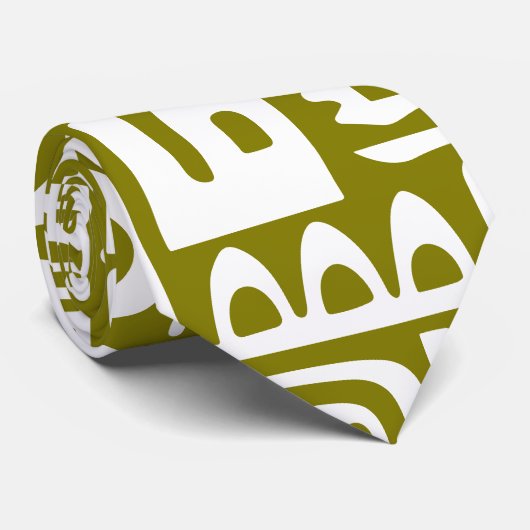 Olive green and white doodles of 7 krawatte (Gerollt)