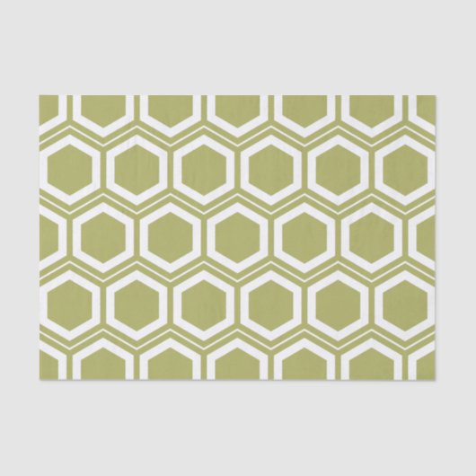 Olive Green and White Honeycomb Pattern Seidenpapier (Vorderseite)