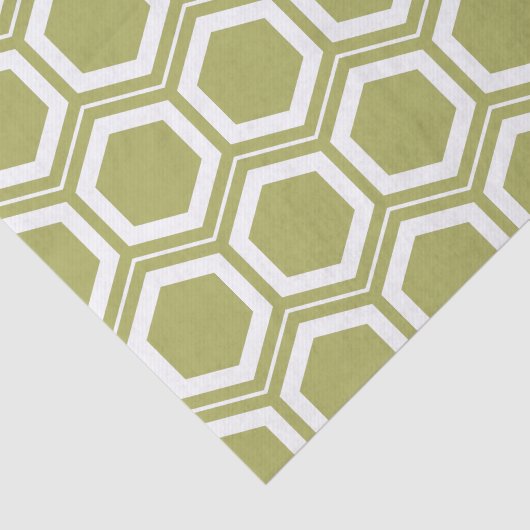 Olive Green and White Honeycomb Pattern Seidenpapier (Ausschnitt)