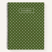 Olive Green And White Polka Dots With Name
