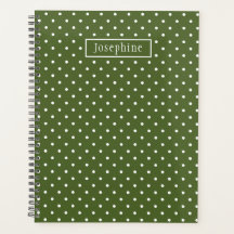 Olive Green And White Polka Dots With Name