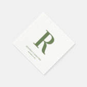 Olive Green and White Wedgram Modern Serviette (Ecke)