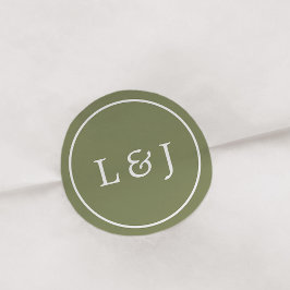 Olive Green and White Wedgram Runder Aufkleber