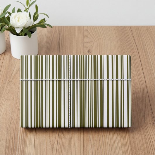 Olive Green and Yellow Barcode Streifen Geschenkpa Geschenkpapier Set