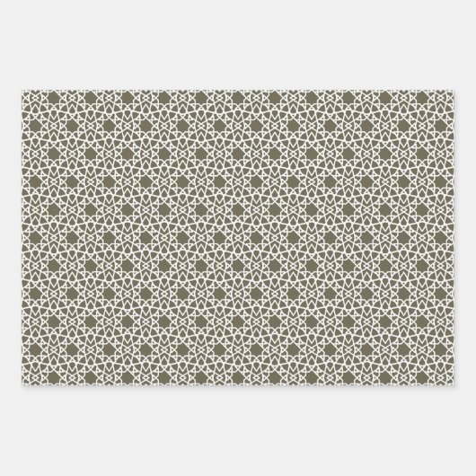 Olive Green Arabesque Design Geschenkpapier Set (Vorderseite 2)