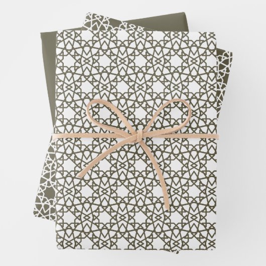 Olive Green Arabesque Design Geschenkpapier Set (Beispiel)