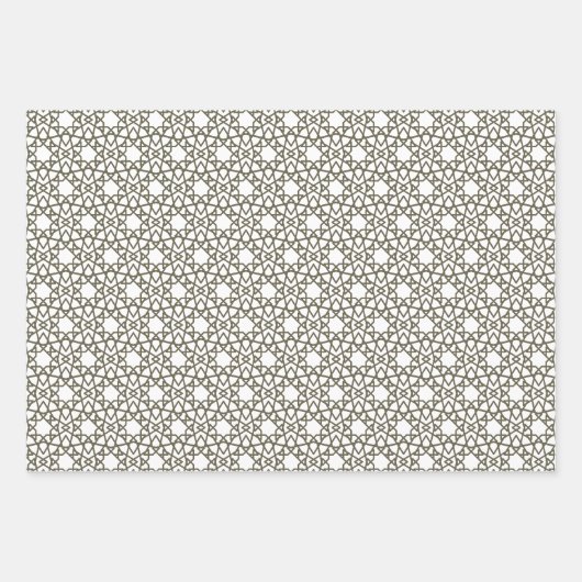 Olive Green Arabesque Design Geschenkpapier Set (Vorderseite)