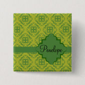 Olive Green Arabesque marokkanisches Muster Button (Vorderseite)