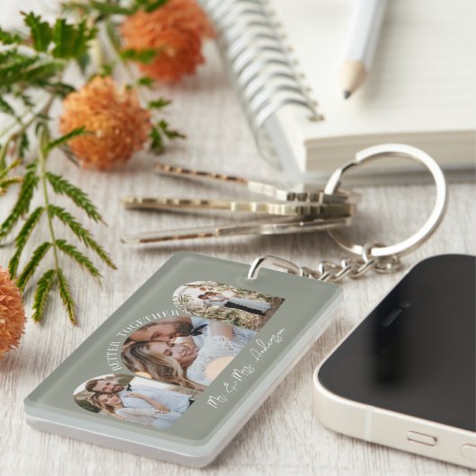 Olive-green arch Multi-Foto Hochzeitsgeschenk Deko Schlüsselanhänger (Vorderseite rechts)