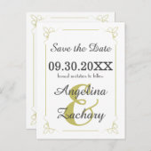 Olive Green Art Deco Save the Date Postkarte (Vorne/Hinten)