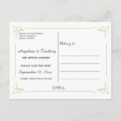 Olive Green Art Deco Save the Date Postkarte (Rückseite)