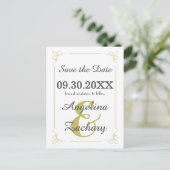 Olive Green Art Deco Save the Date Postkarte (Stehend Vorderseite)
