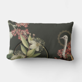 Olive Green Artistic Floral Design Lendenkissen