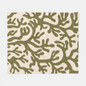 Olive Green Ästhetik Liquid Bio Shapes Fleecedecke (Vorderseite (Horizontal))