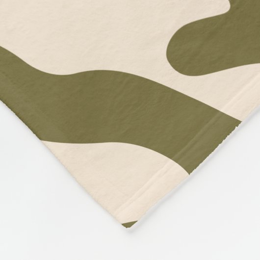 Olive Green Ästhetik Liquid Bio Shapes Fleecedecke (Ecke)
