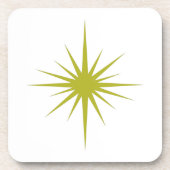 Olive Green Atomic Sternexplosion Mitte des Jahrhu Getränkeuntersetzer (Vorderseite)