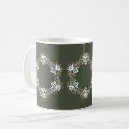 Olive Green Bee Circle Kaffeetasse