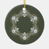 Olive Green Bee Circle Keramik Ornament (Vorne)