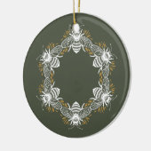 Olive Green Bee Circle Keramik Ornament (Links)