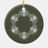 Olive Green Bee Circle Keramik Ornament (Hinten)