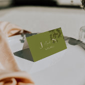 Olive Green Beige Old Money Wedding Place Cards Tischnummer