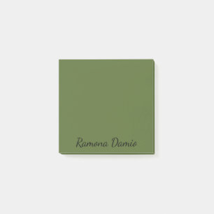 Olive Green Beruflich Minimalistisch Black Script Post-it Klebezettel