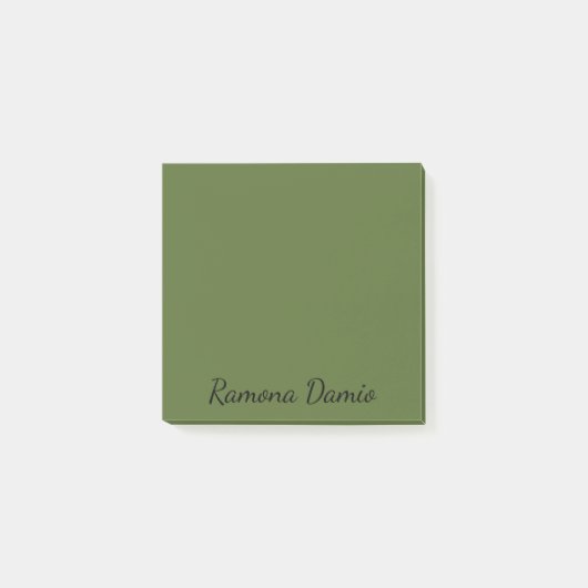 Olive Green Beruflich Minimalistisch Black Script Post-it Klebezettel (Vorderseite)