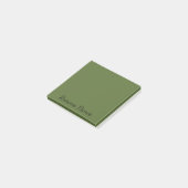 Olive Green Beruflich Minimalistisch Black Script Post-it Klebezettel (angewinkelt)