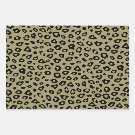 Olive Green Black Leopard Print Geschenkpapier Set (Vorderseite)