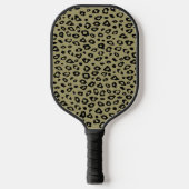 Olive Green Black Leopard Print Pickleball Schläger (Vorderseite)