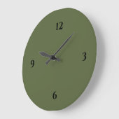 Olive Green & Black Minimalistisch Large Clock Große Wanduhr (Winkel)