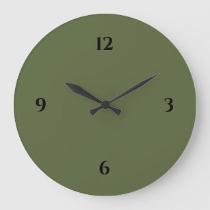 Olive Green & Black Minimalistisch Large Clock Große Wanduhr