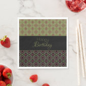 Olive Green Black Raspberry Paper Birthday Napkins Serviette (Beispiel)