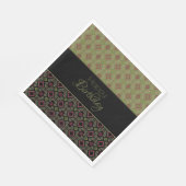 Olive Green Black Raspberry Paper Birthday Napkins Serviette (Ecke)