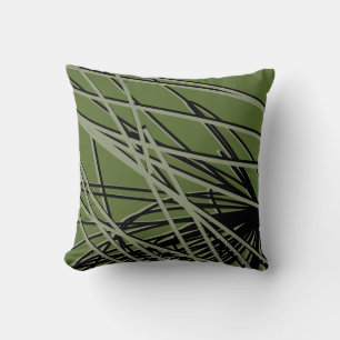 Olive Green, Black & Sage Modern Abstrakt Kissen