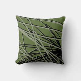 Olive Green, Black & Sage Moderne, stilvolle Abstr Kissen