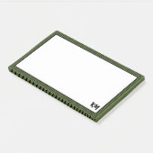 Olive Green Black Striping Border | Monogramm Post-it Klebezettel (angewinkelt)