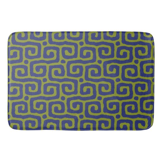 Olive Green &blue Abstract pattern Badematte (Vorderseite)