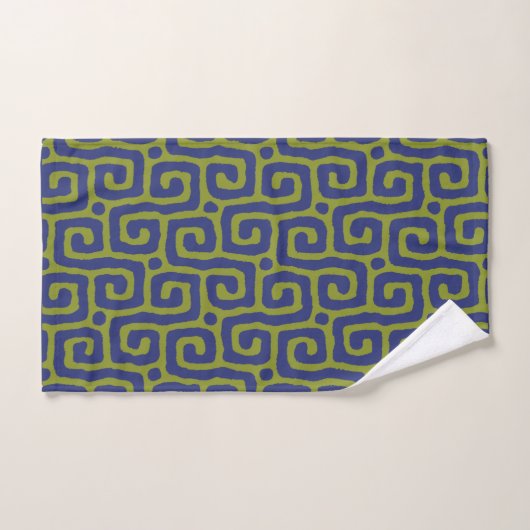 Olive Green &blue Abstract Pattern Badhandtuch Set (Handtuch)