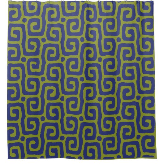 Olive Green &blue Abstract pattern Duschvorhang (Vorderseite)