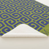 Olive Green &blue Abstract pattern Sherpadecke (3/4)
