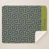 Olive Green &blue Abstract pattern Sherpadecke (Vorderseite (Horizontal))