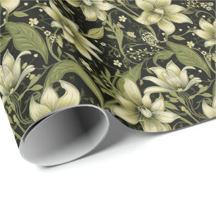 Olive Green Blume Geschenkpapier