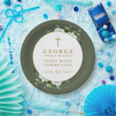 Olive Green Boho Floral First Heilige Kommune Pappteller (Party)