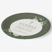 Olive Green Boho Floral First Heilige Kommune Pappteller (Schrägansicht)