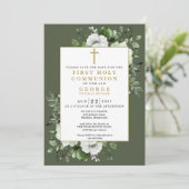 Olive Green Boho Floral First Heilige Kommune Save The Date (Stehend Vorderseite)