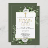 Olive Green Boho Floral First Heilige Kommune Save The Date (Vorne/Hinten)