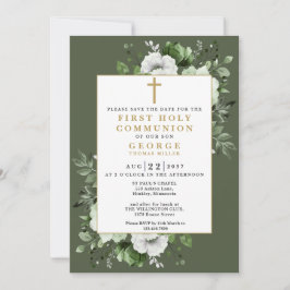 Olive Green Boho Floral First Heilige Kommune Save The Date